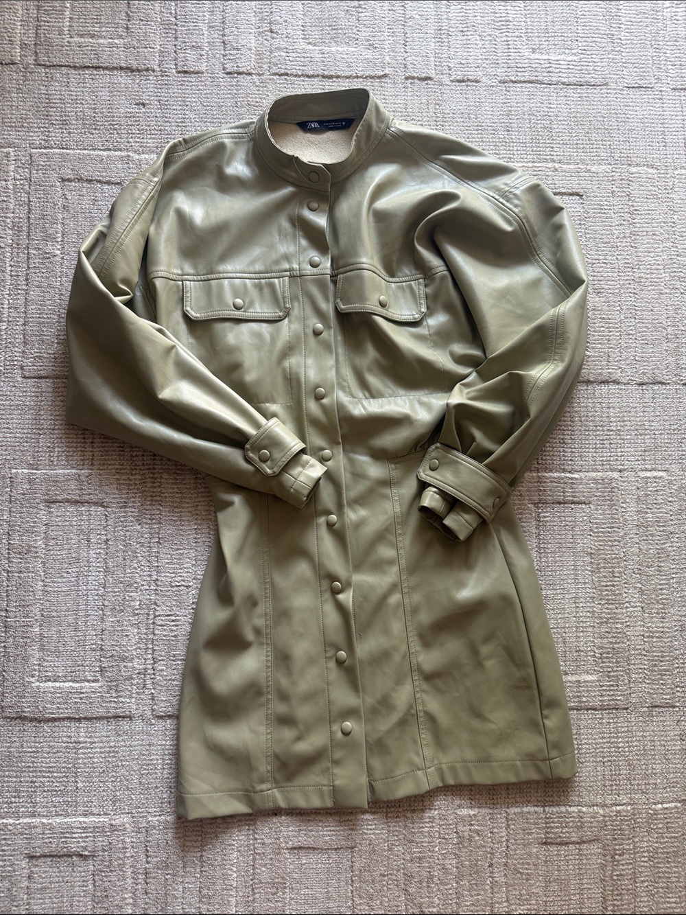 Zara Sage Green Faux Leather Dress - Women's